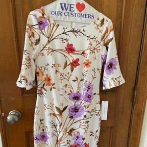 NWT Calvin Klein Floral Print 3/4 Sleeve Sheath Dress